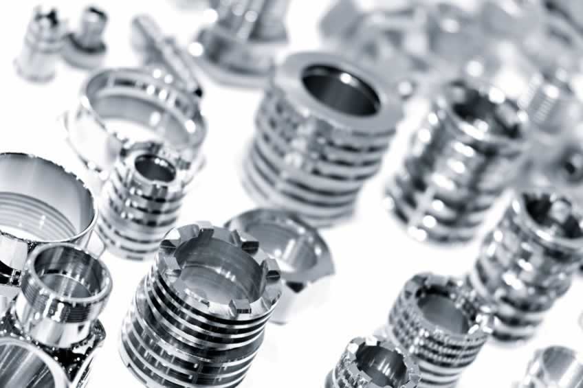 metal parts with threaded nuts and bolts